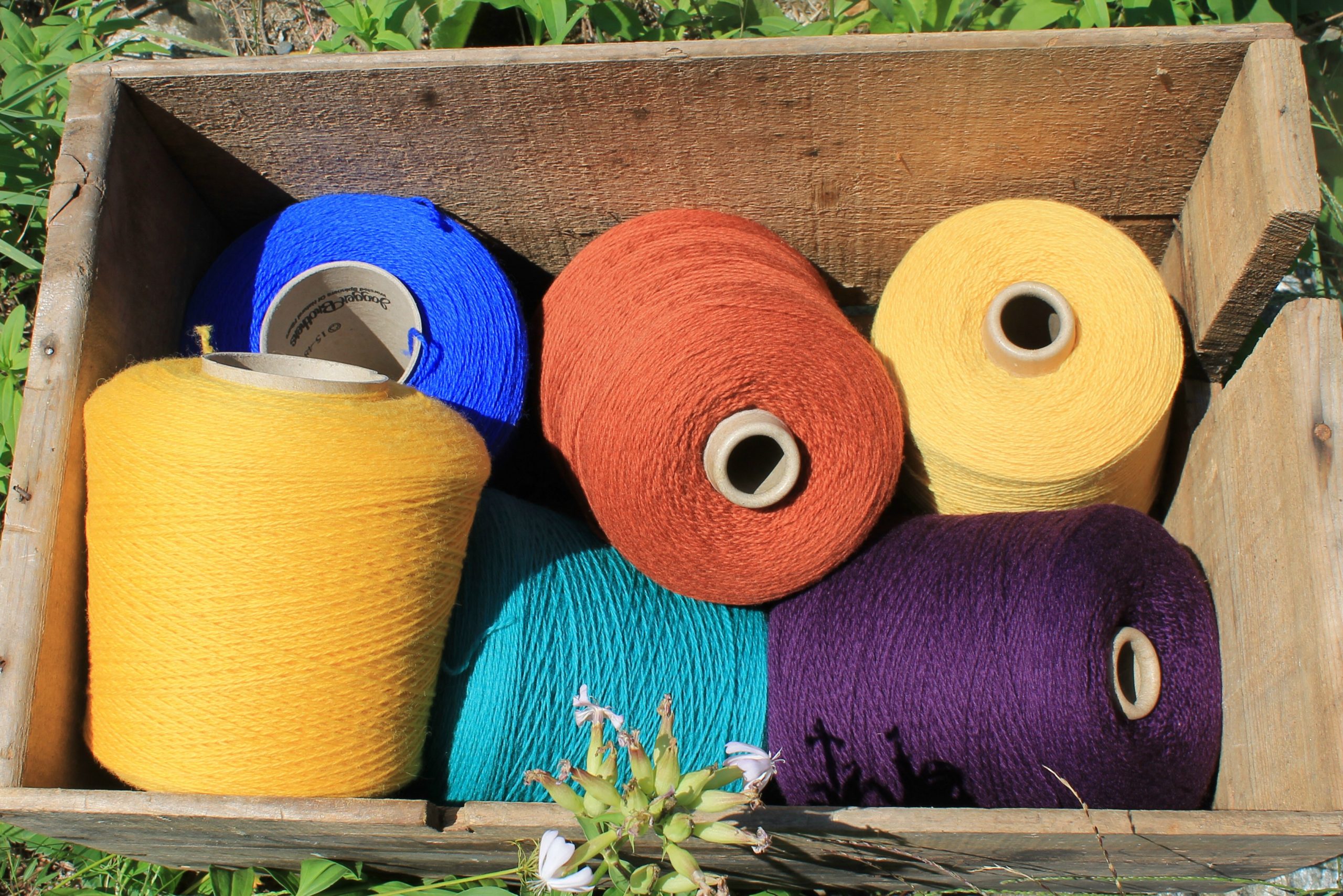Purple color wool yarn cone, Yarn for knitting